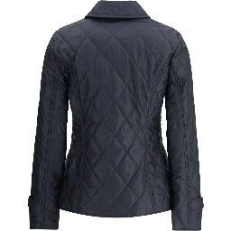 Quilted Nylon Jacket With Check Lining In Blue