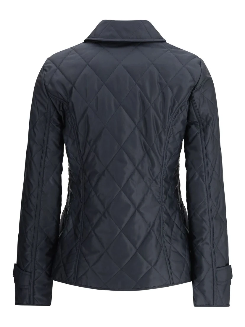 Quilted Nylon Jacket With Check Lining In Blue