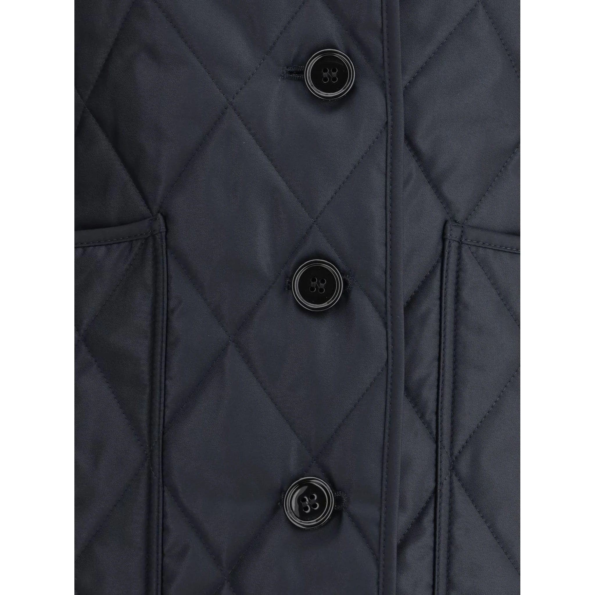 Quilted Nylon Jacket With Check Lining In Blue