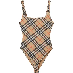 check-pattern swimsuit