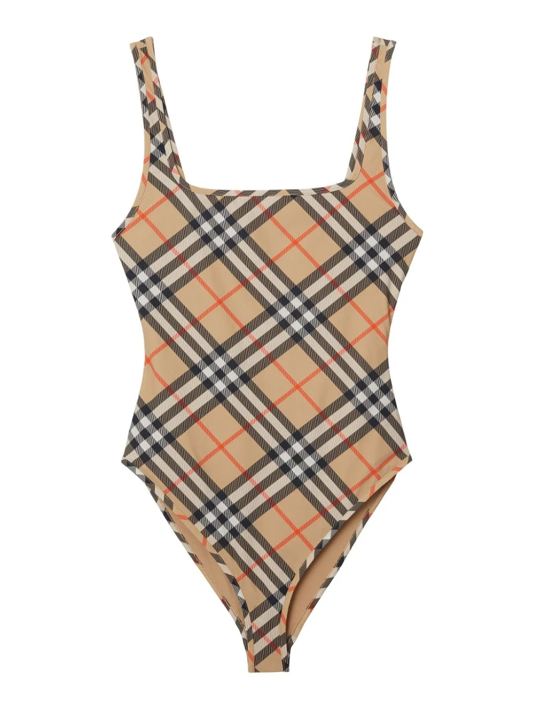 check-pattern swimsuit