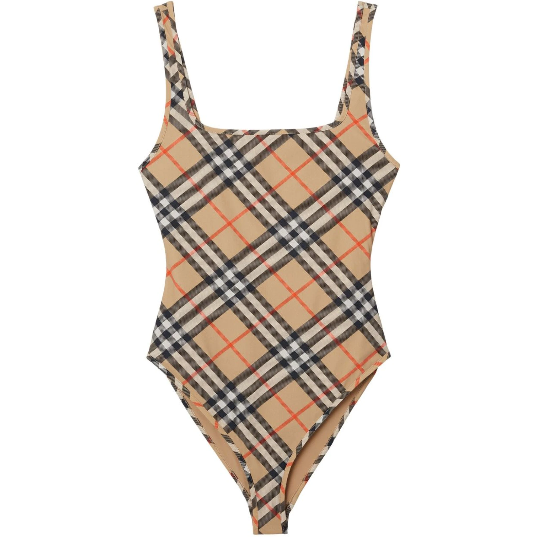 check-pattern swimsuit