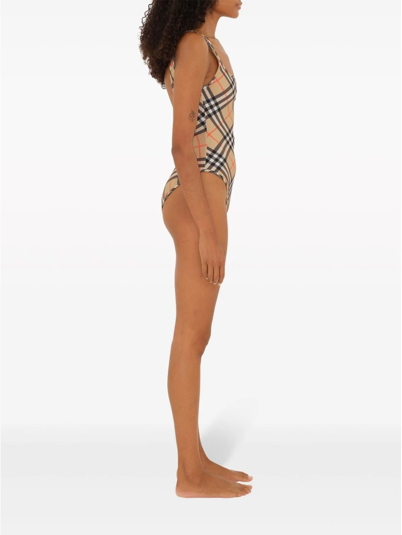 check-pattern swimsuit