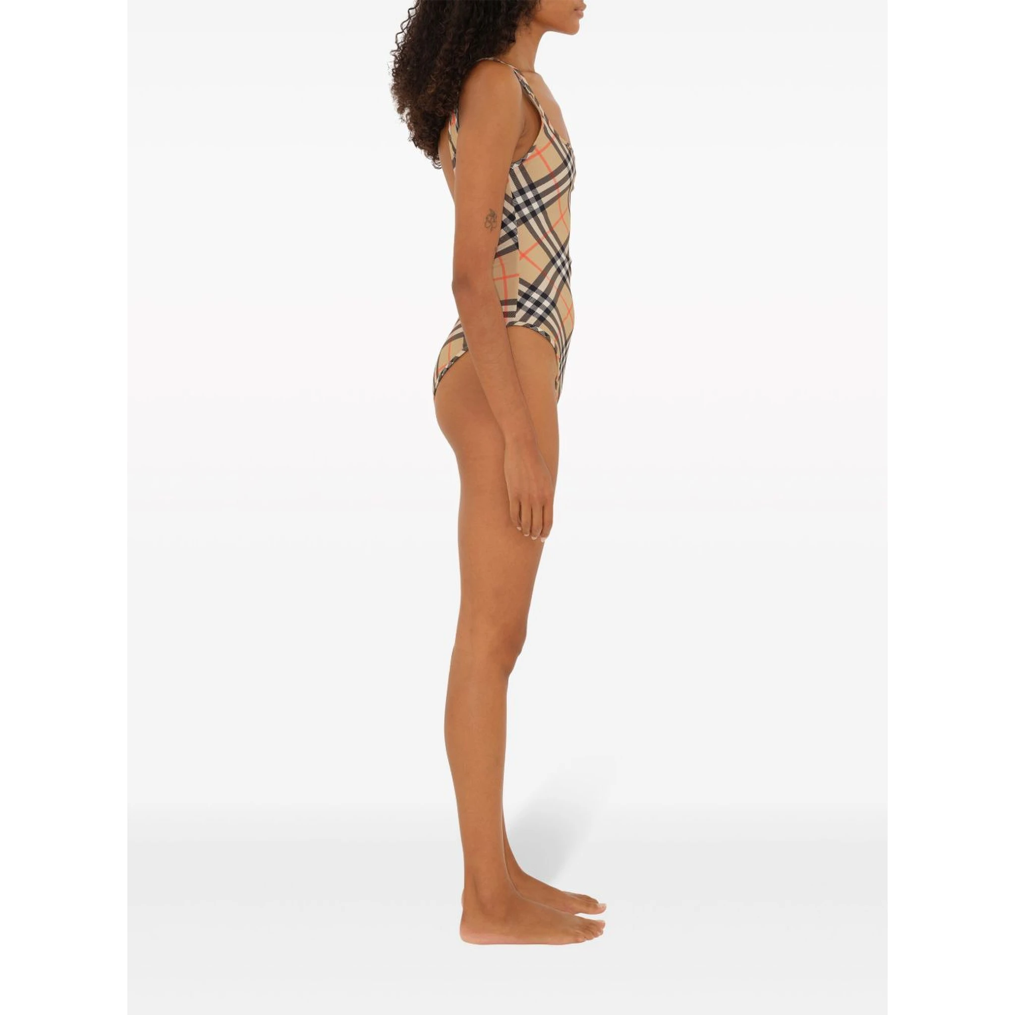 check-pattern swimsuit