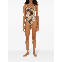 check-pattern swimsuit