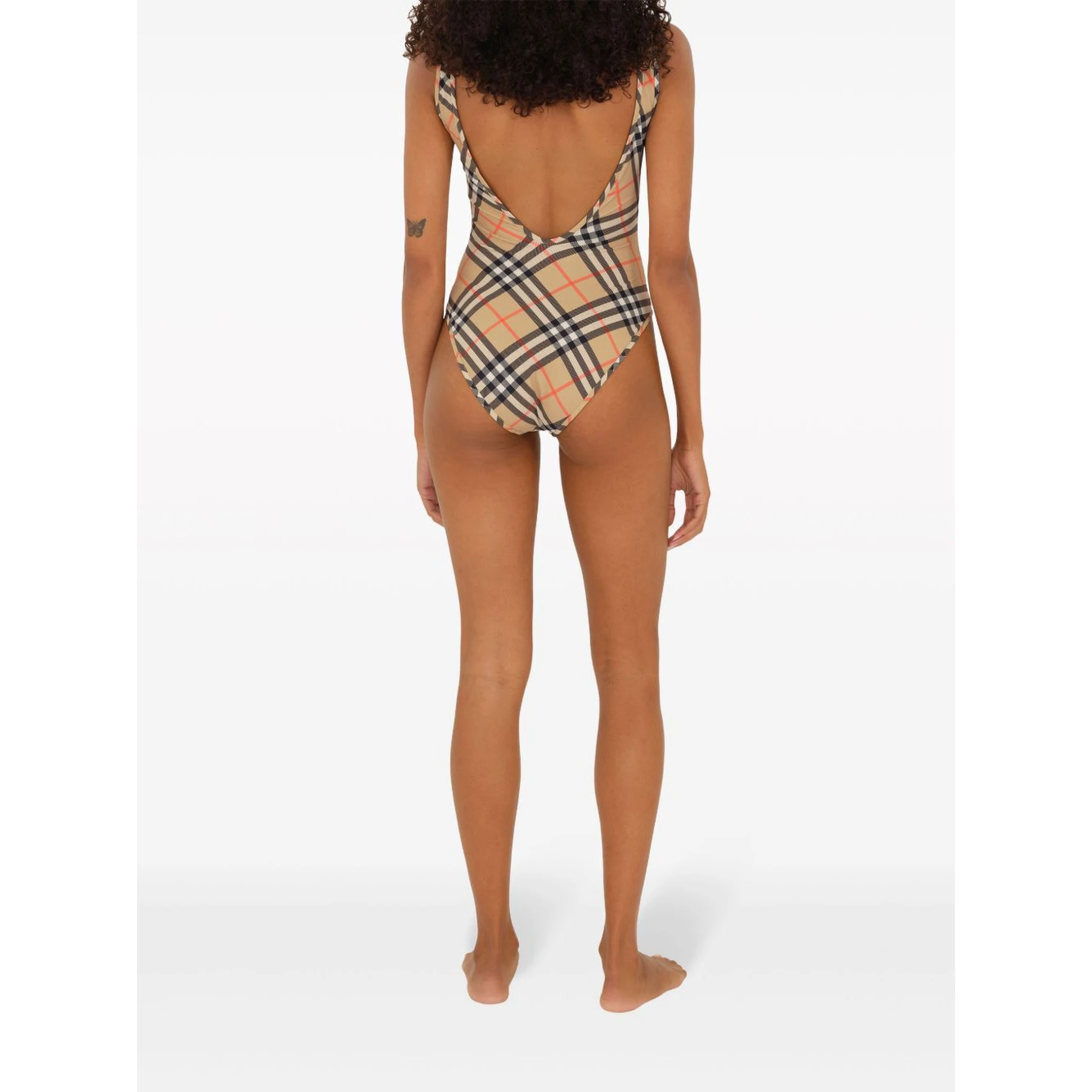 check-pattern swimsuit