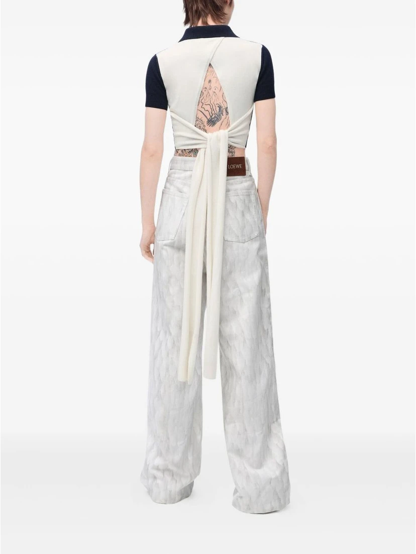 knot-detail polo top