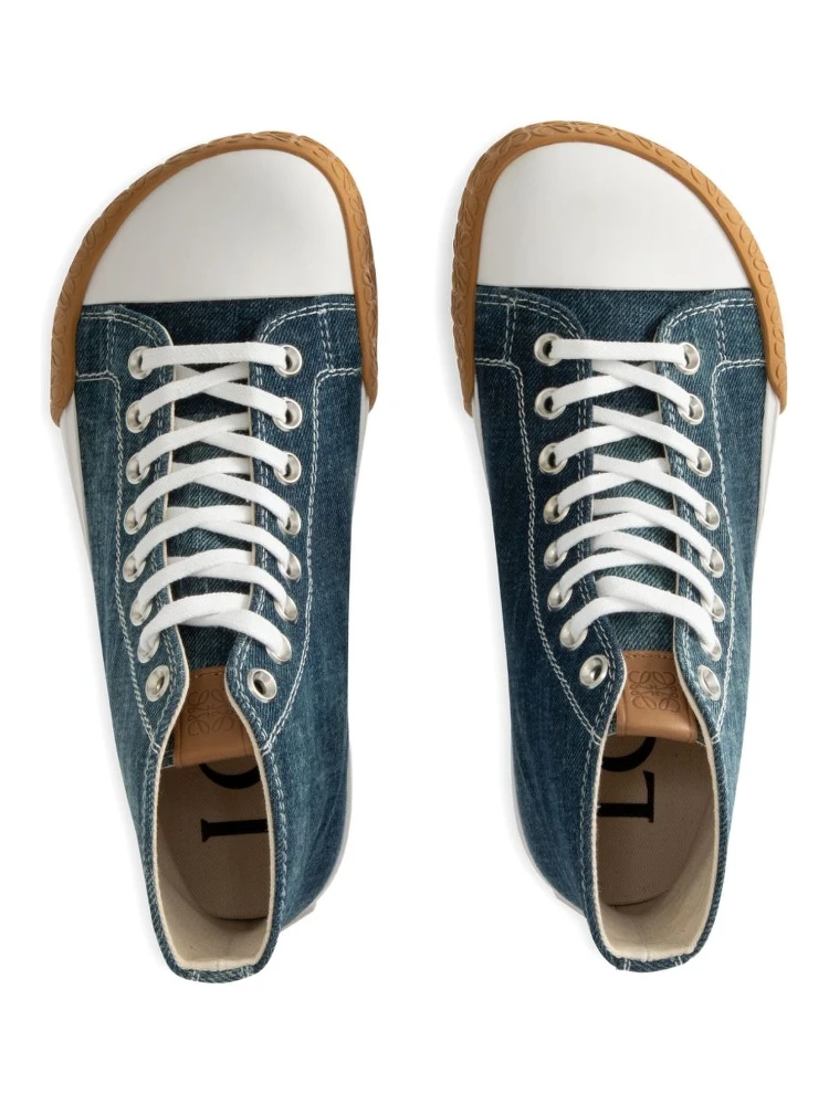 حذاء رياضي عالي الرقبة من الدنيم مزين بالمطاط من باولا إيبيزا بلوك باللون الأزرق alternative