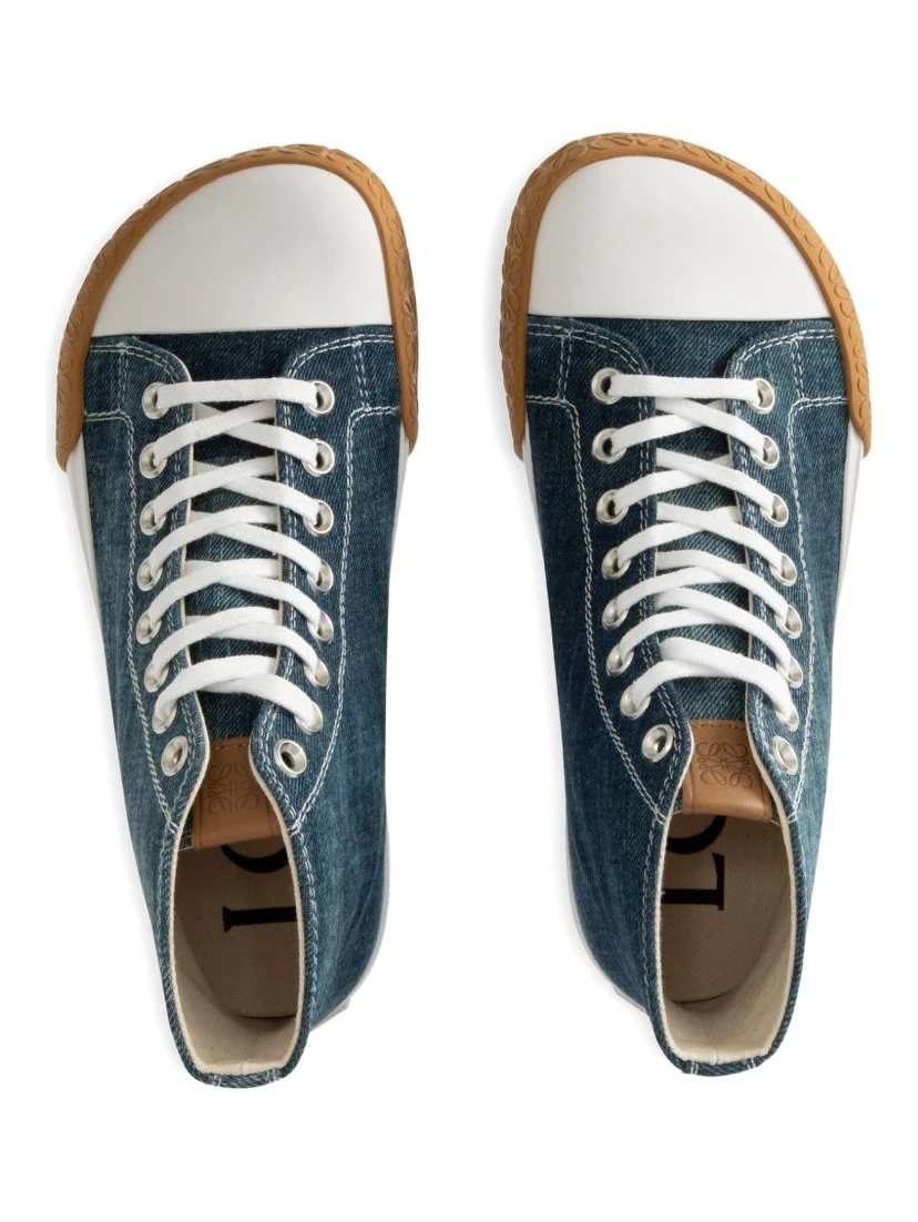 حذاء رياضي عالي الرقبة من الدنيم مزين بالمطاط من باولا إيبيزا بلوك باللون الأزرق