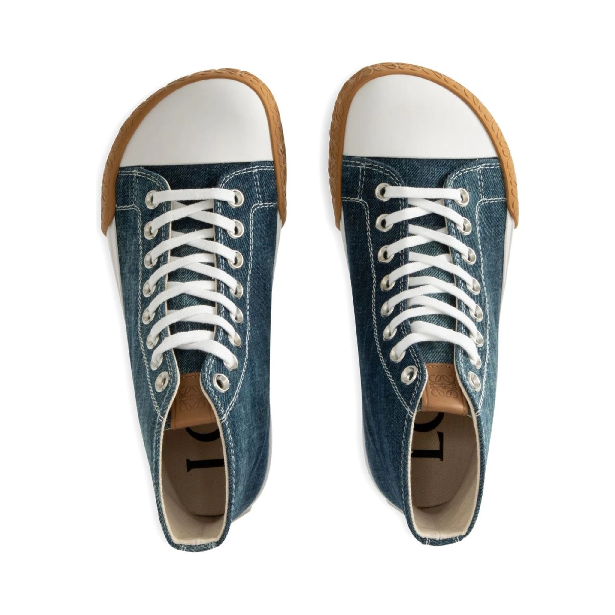 حذاء رياضي عالي الرقبة من الدنيم مزين بالمطاط من باولا إيبيزا بلوك باللون الأزرق