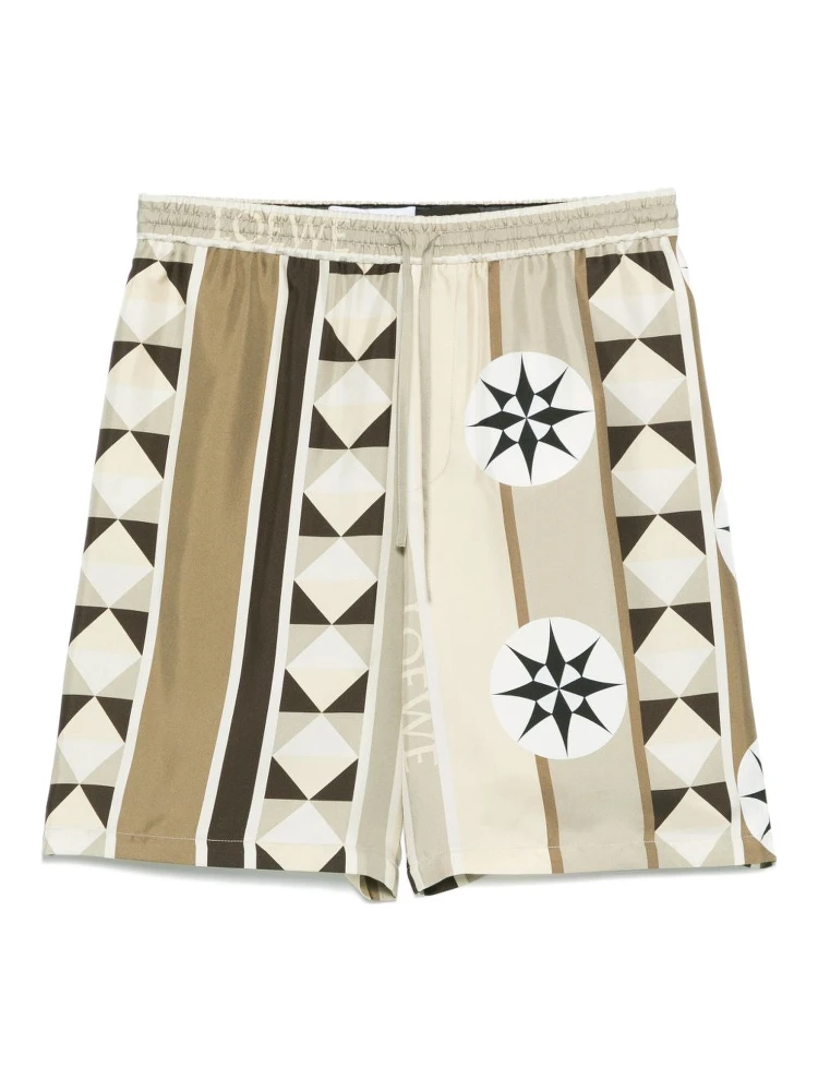 Paula's Ibiza Straight-leg Printed Silk Drawstring Shorts