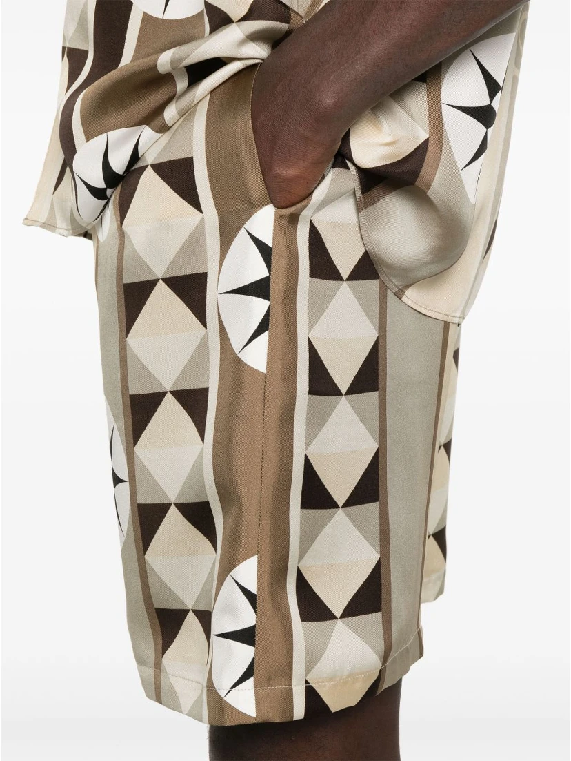 Paula's Ibiza Straight-leg Printed Silk Drawstring Shorts