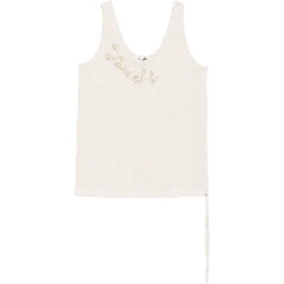 Sleeveless Embroidered Scoop Neck Top In White
