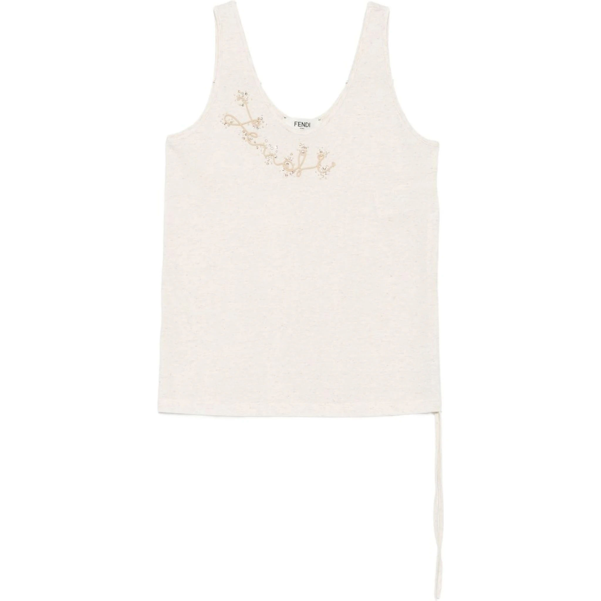 Sleeveless Embroidered Scoop Neck Top In White