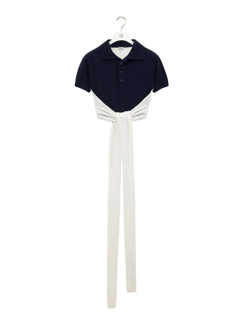 knot-detail polo top