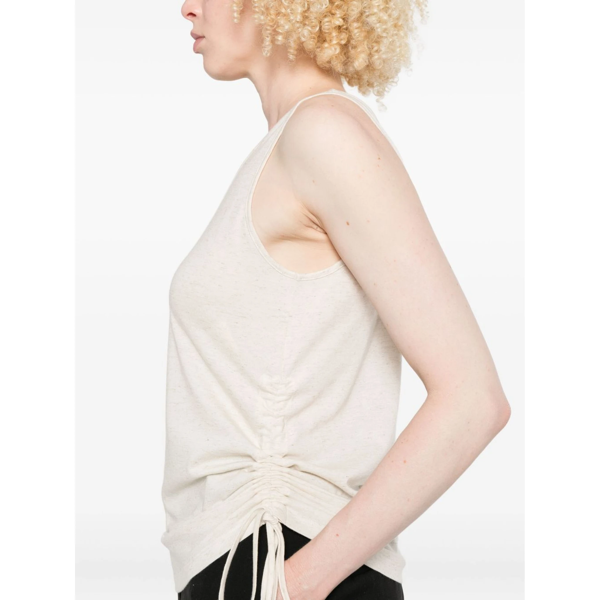 Sleeveless Embroidered Scoop Neck Top In White