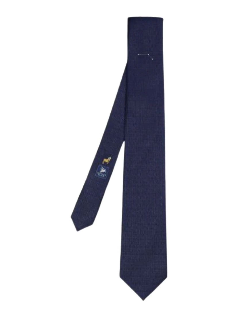 Aries geometric-pattern silk tie