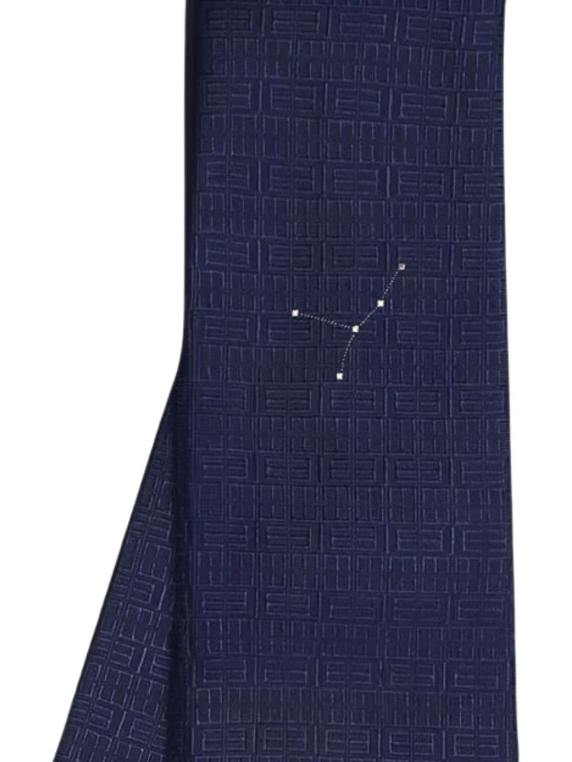 Aries geometric-pattern silk tie