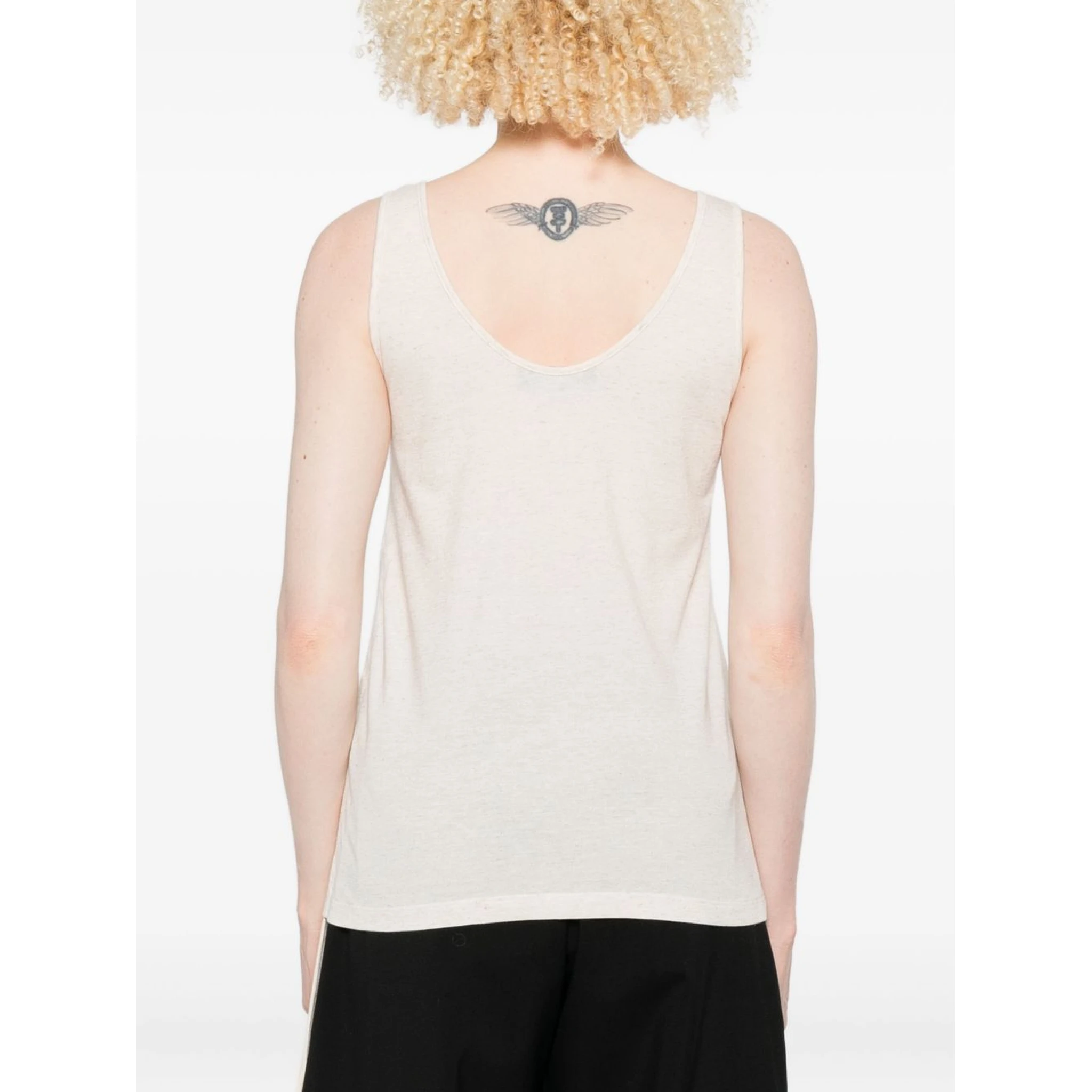 Sleeveless Embroidered Scoop Neck Top In White