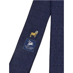 Aries geometric-pattern silk tie