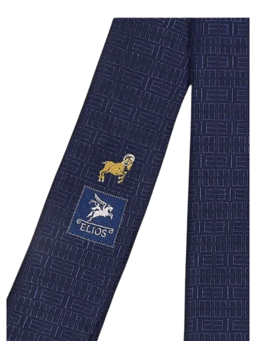 Aries geometric-pattern silk tie