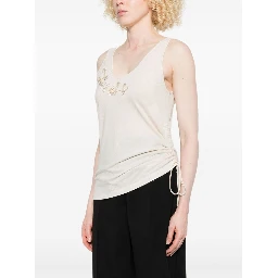Sleeveless Embroidered Scoop Neck Top In White