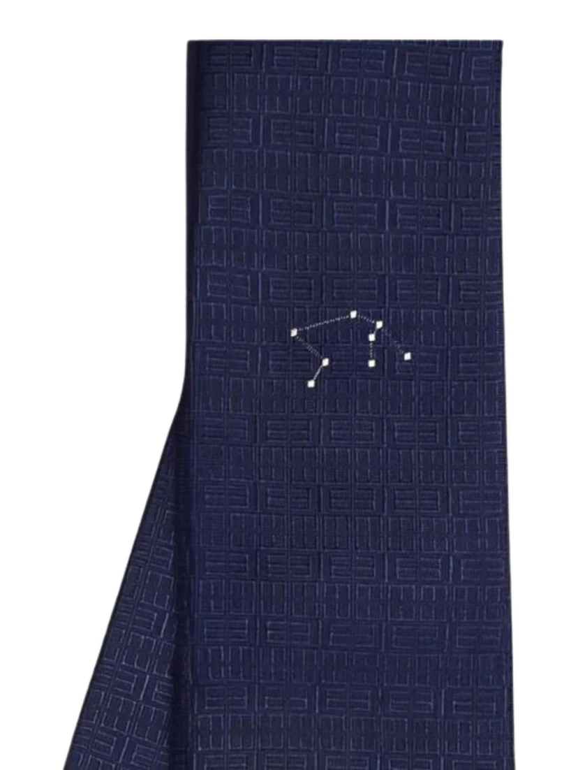 Aries geometric-pattern silk tie
