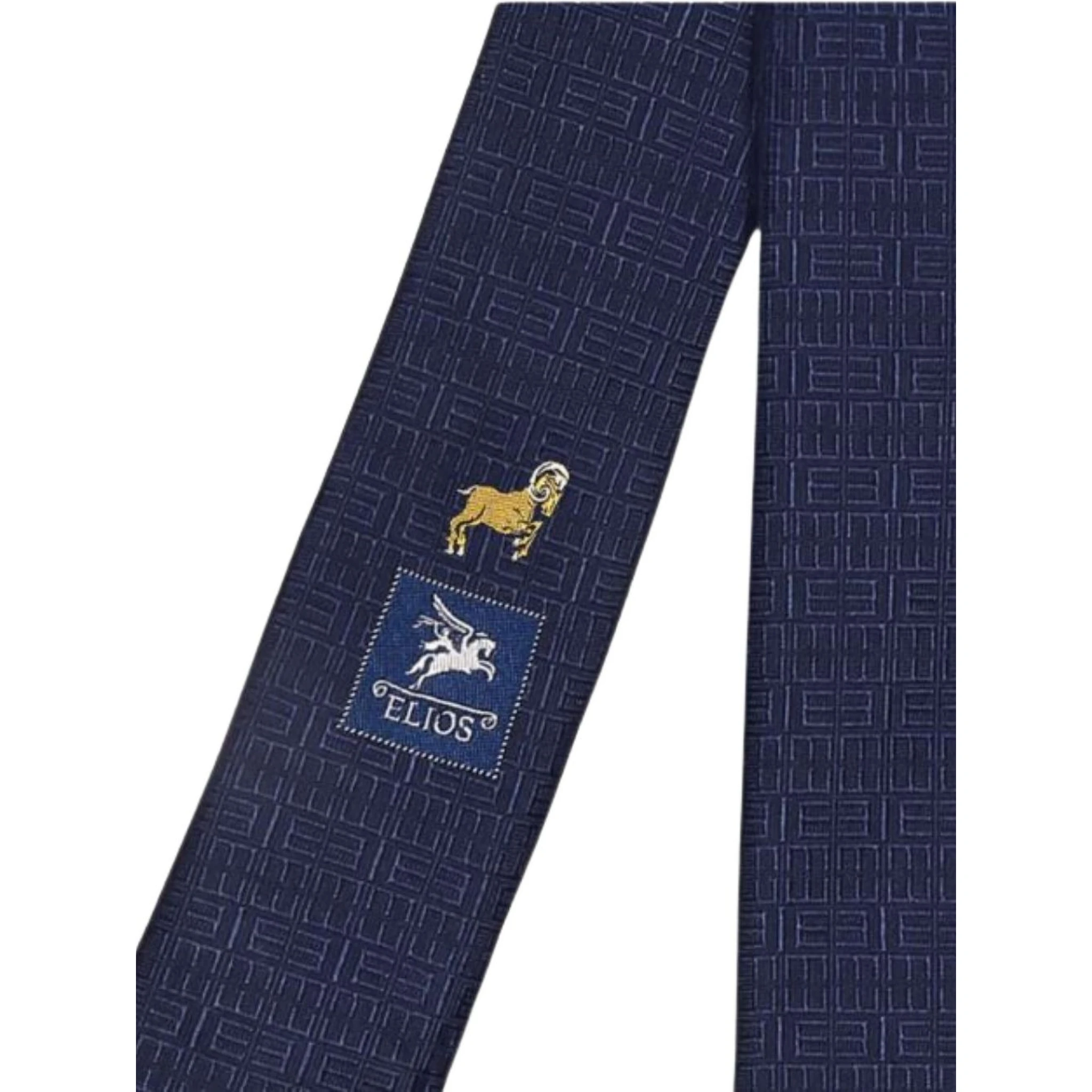 leo-embellished geometric-pattern tie