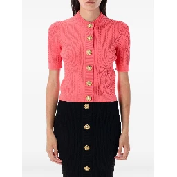 cable-knit buttoned cardigan