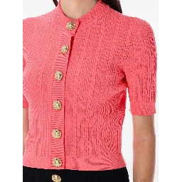 cable-knit buttoned cardigan