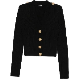 ribbed button-up cardigan