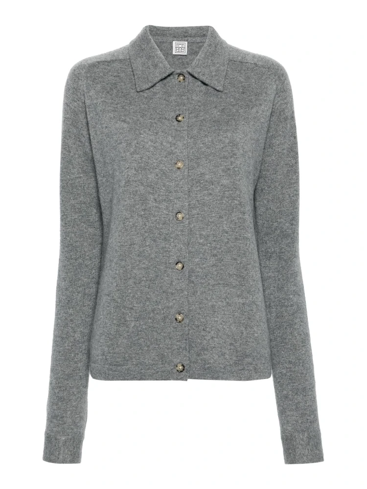 Straight-collar cashmere shirt