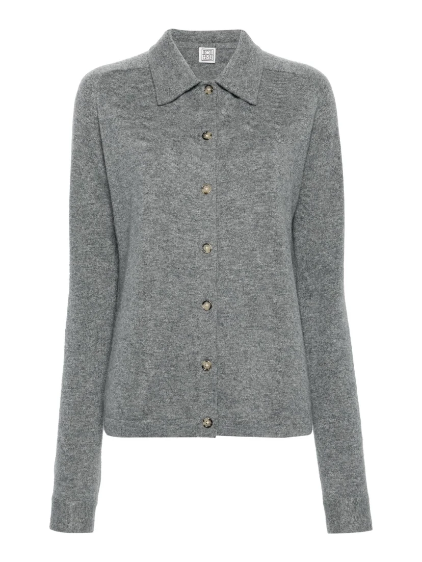 Straight-collar cashmere shirt
