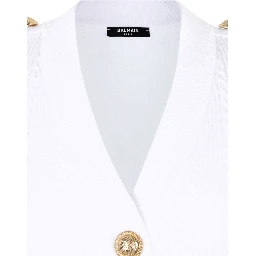 V-neck Cable Knit Cardigan With Gold-tone Buttons