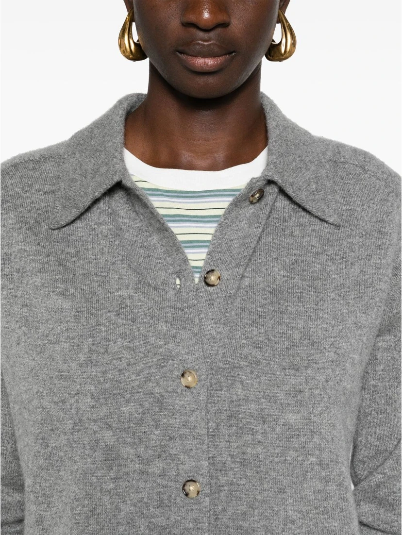 Straight-collar cashmere shirt