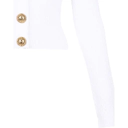 V-neck Cable Knit Cardigan With Gold-tone Buttons