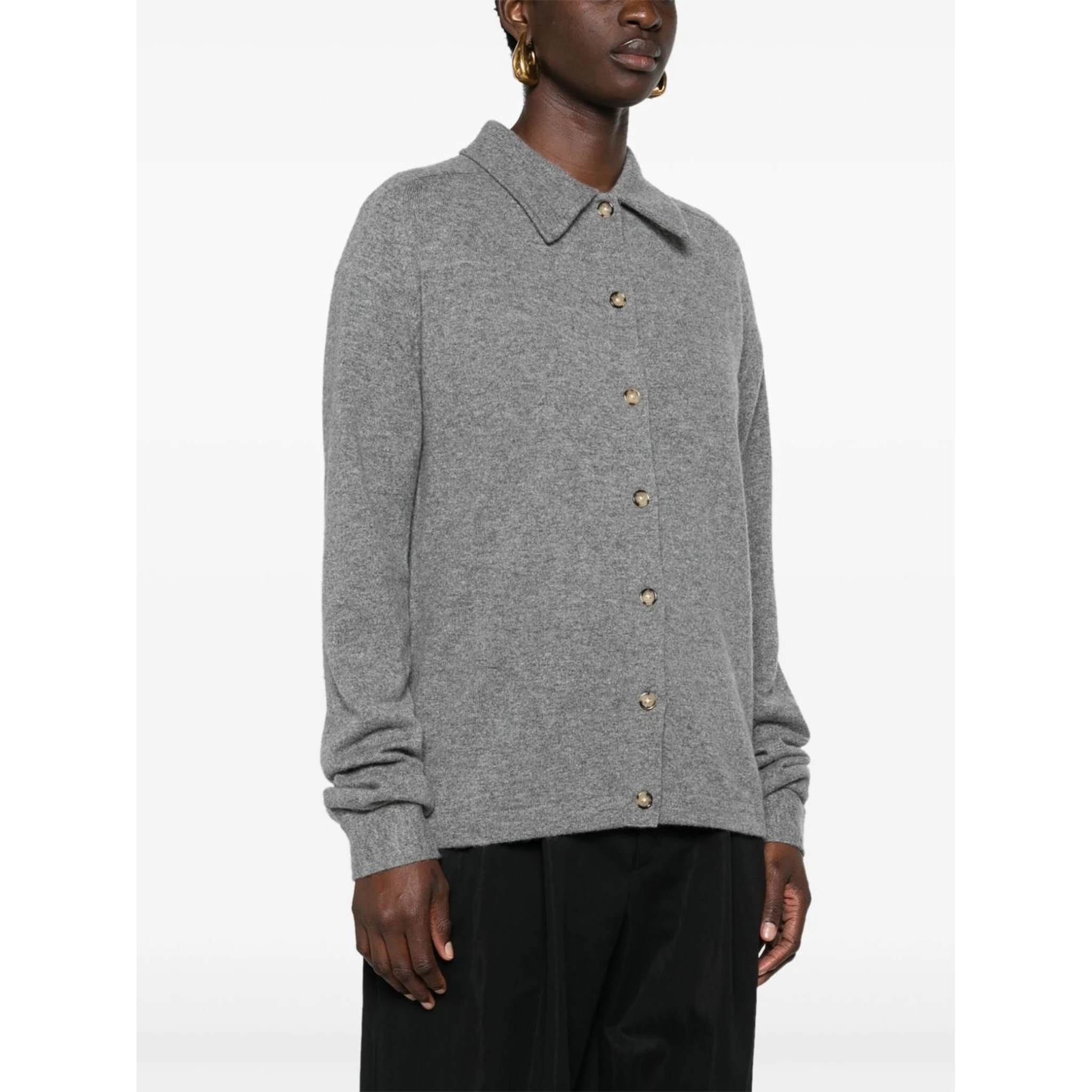 Straight-collar cashmere shirt