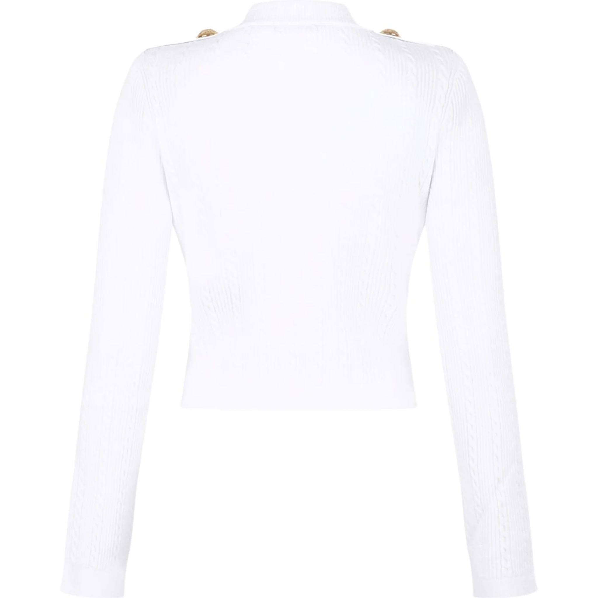 V-neck Cable Knit Cardigan With Gold-tone Buttons