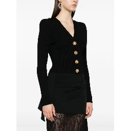 ribbed button-up cardigan