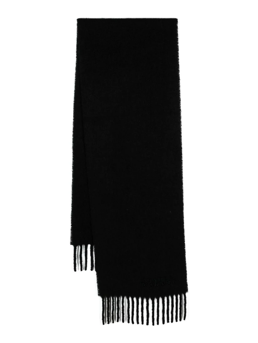Women Firny Wool Scarf In Black