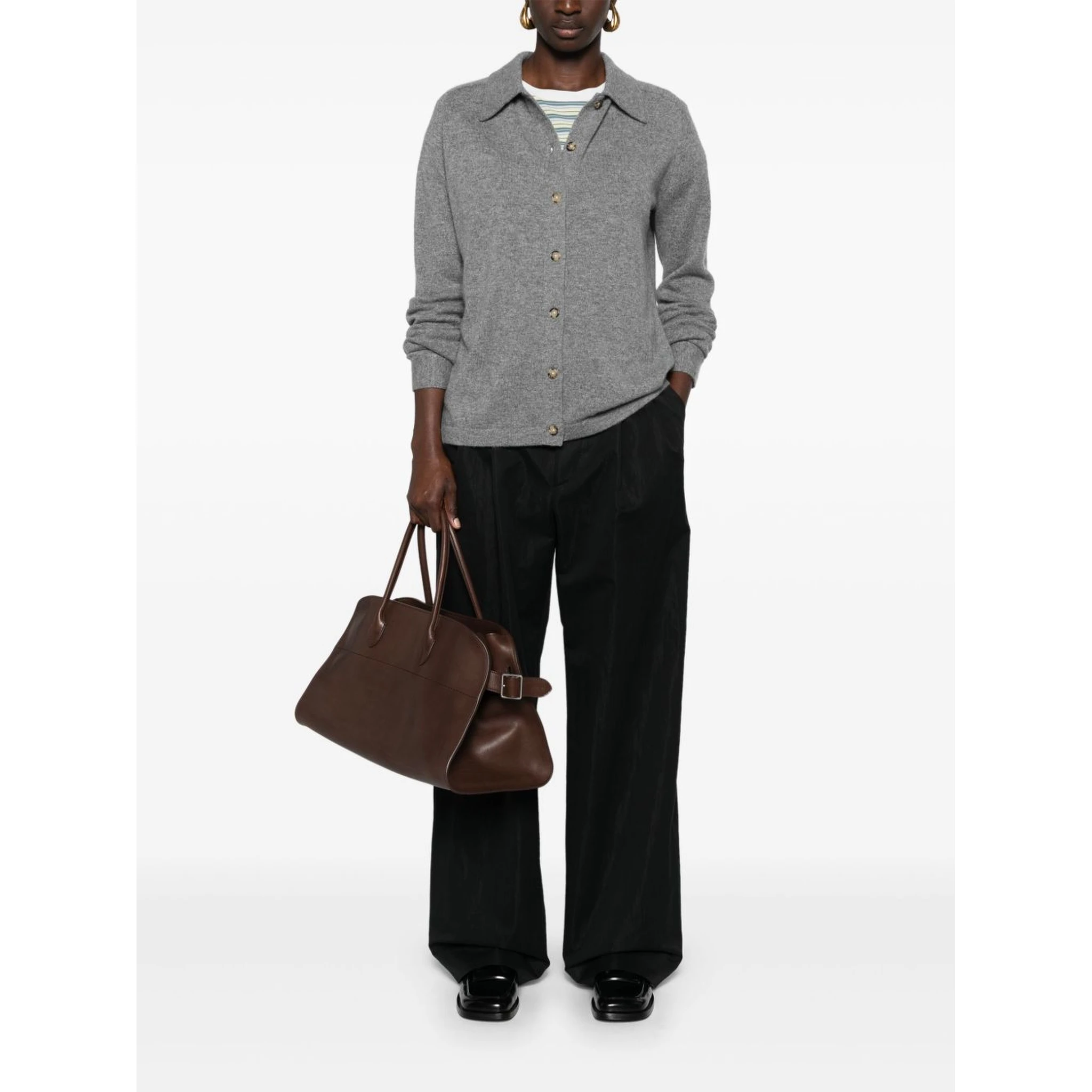 Straight-collar cashmere shirt