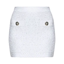 White Cotton Blend Miniskirt