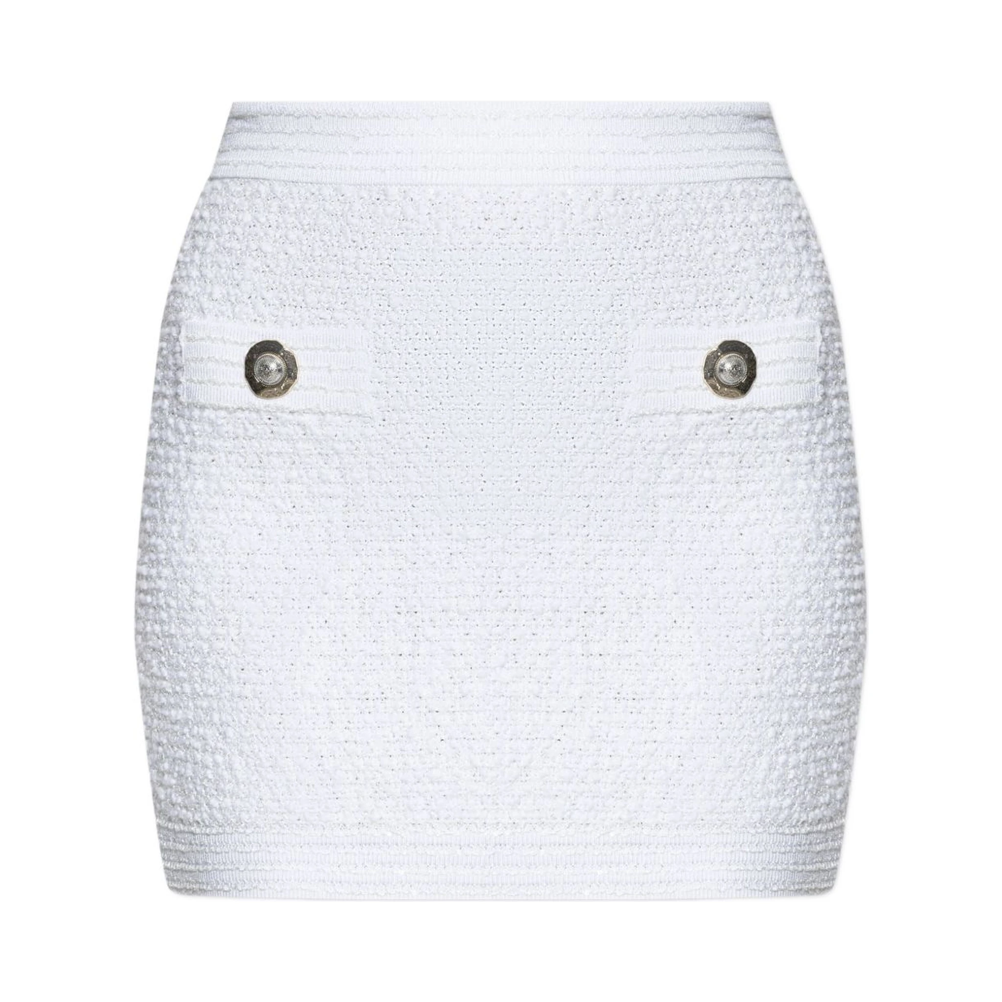 White Cotton Blend Miniskirt