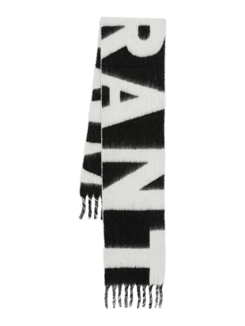 logo-intarsia fringed scarf