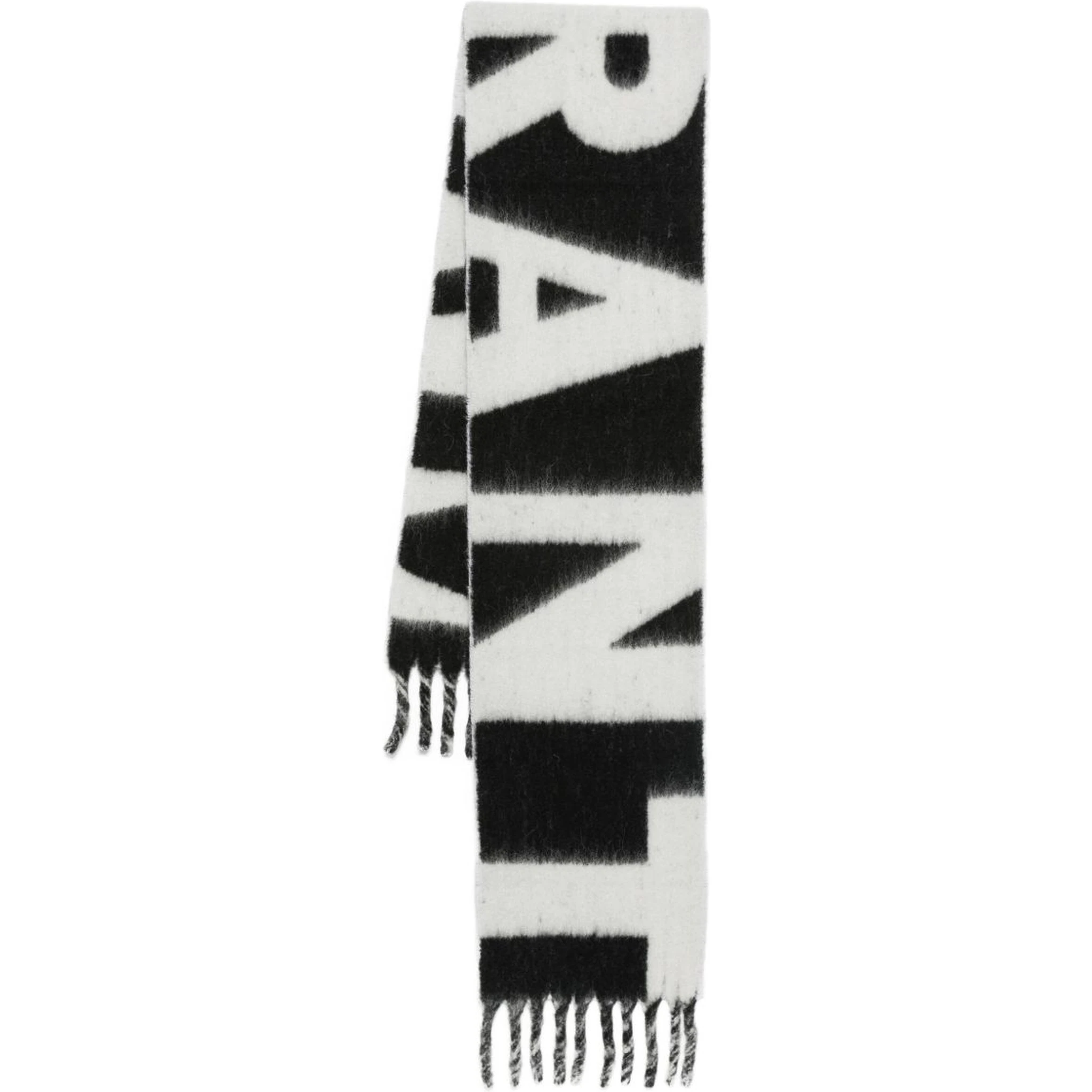 logo-intarsia fringed scarf
