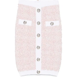 تنورة تويد ضيقة باللون الوردي