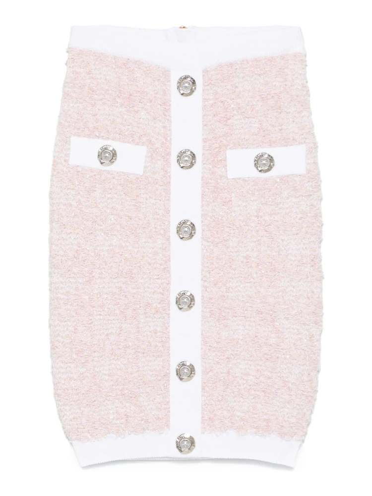 Tweed Pencil Skirt In Pink
