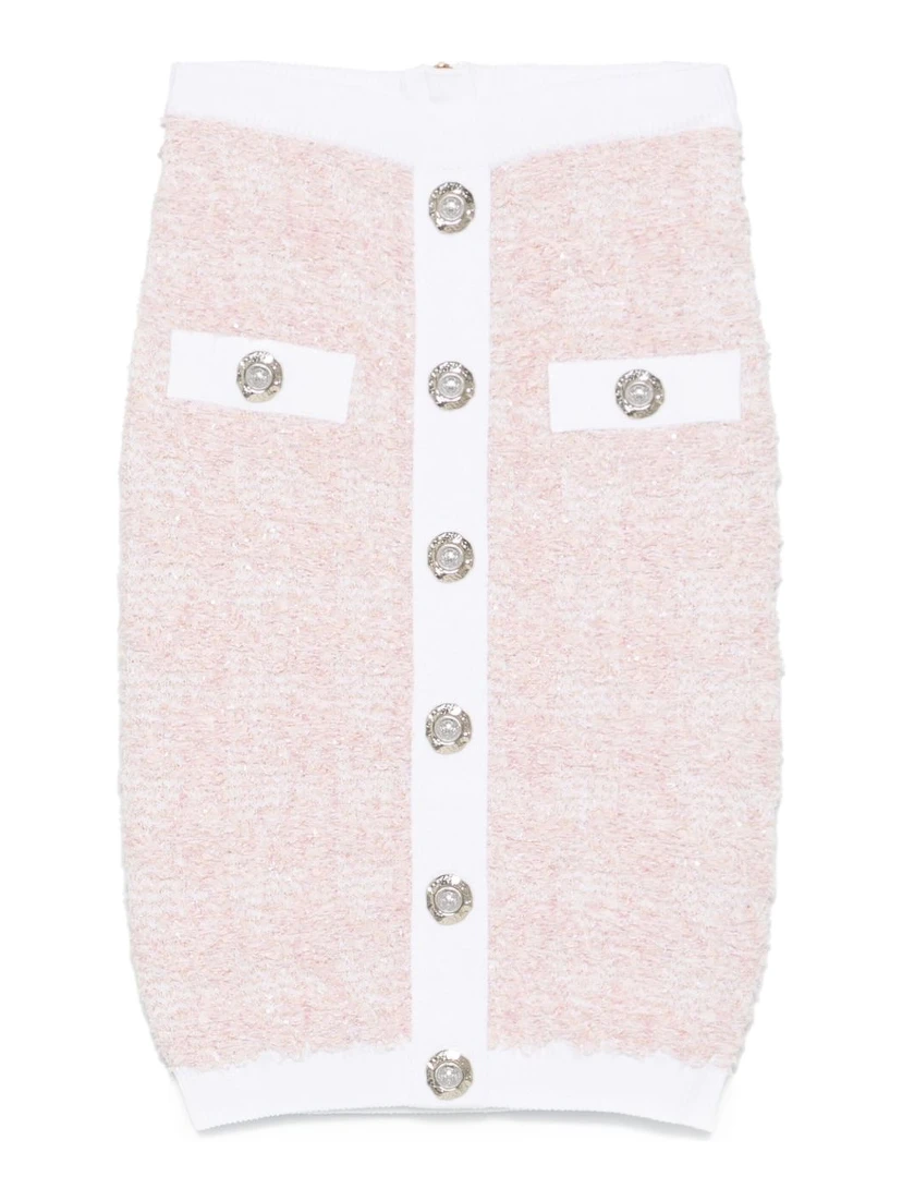 Tweed Pencil Skirt In Pink