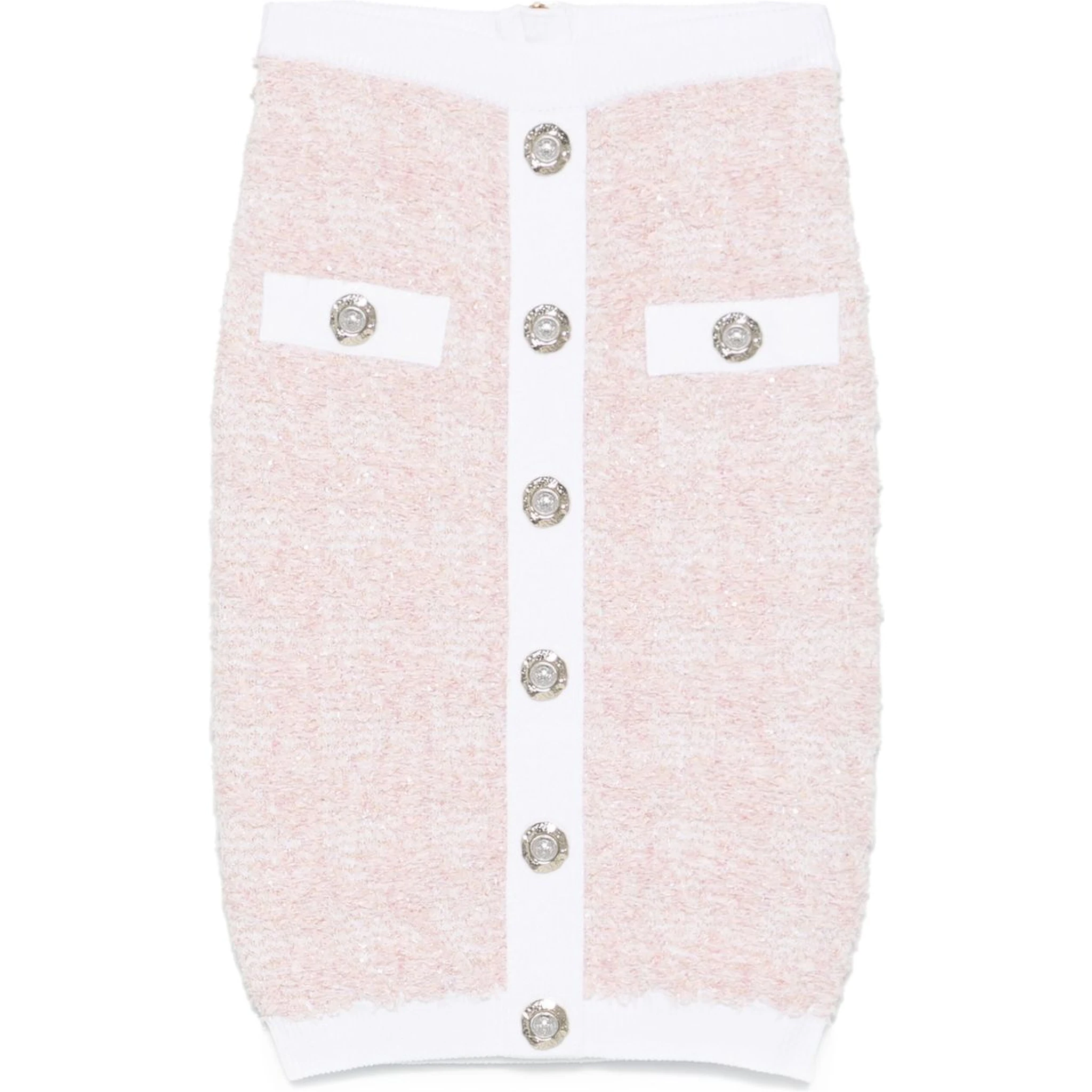 تنورة تويد ضيقة باللون الوردي