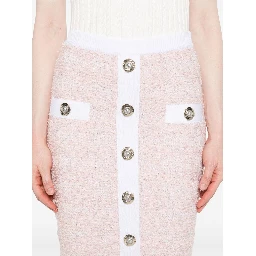 تنورة تويد ضيقة باللون الوردي